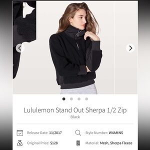 Lululemon stand out Sherpa 1/2 zip pullover jacket size 4